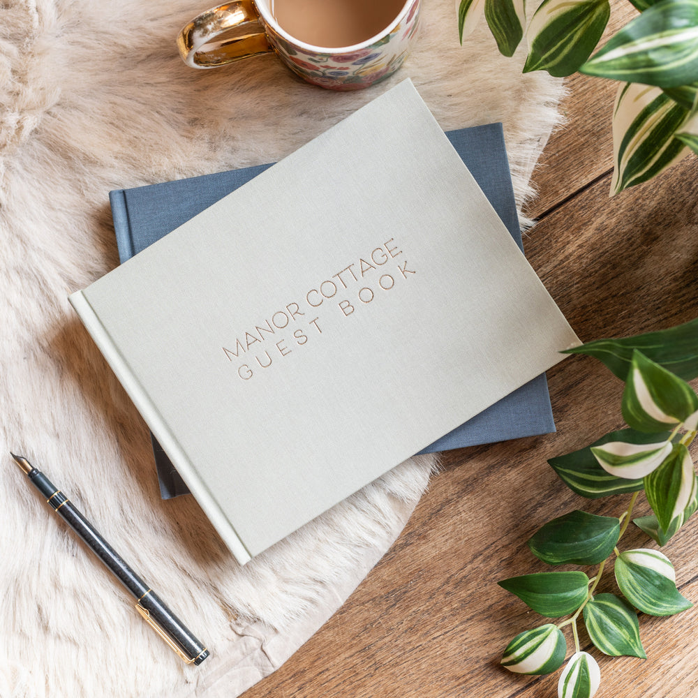
                      
                        Beautiful Personalised Linen Visitors Book for Home
                      
                    