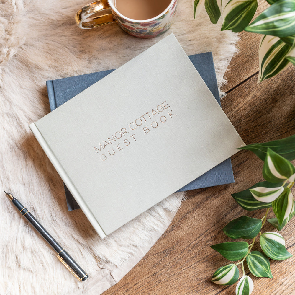 Beautiful Personalised Linen Visitors Book for Home