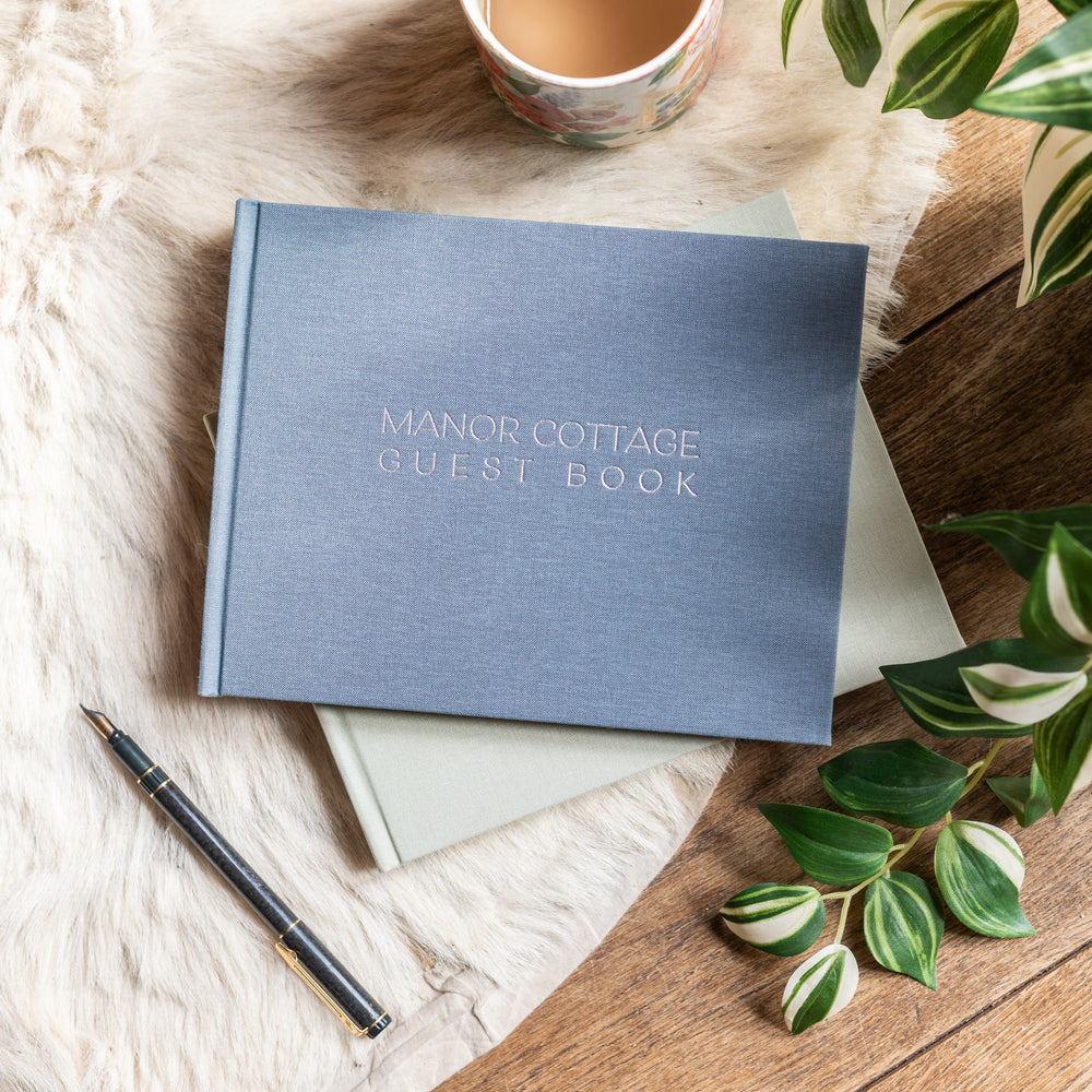 
                      
                        Beautiful Personalised Linen Visitors Book for Home
                      
                    