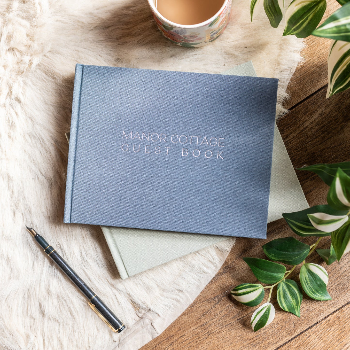 Beautiful Personalised Linen Visitors Book for Home