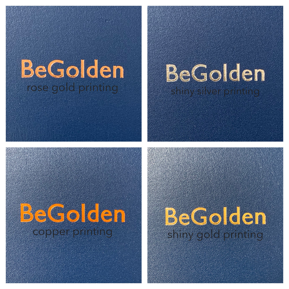 
                      
                        You can see the four colours available  for the foil printing on the front.
                      
                    