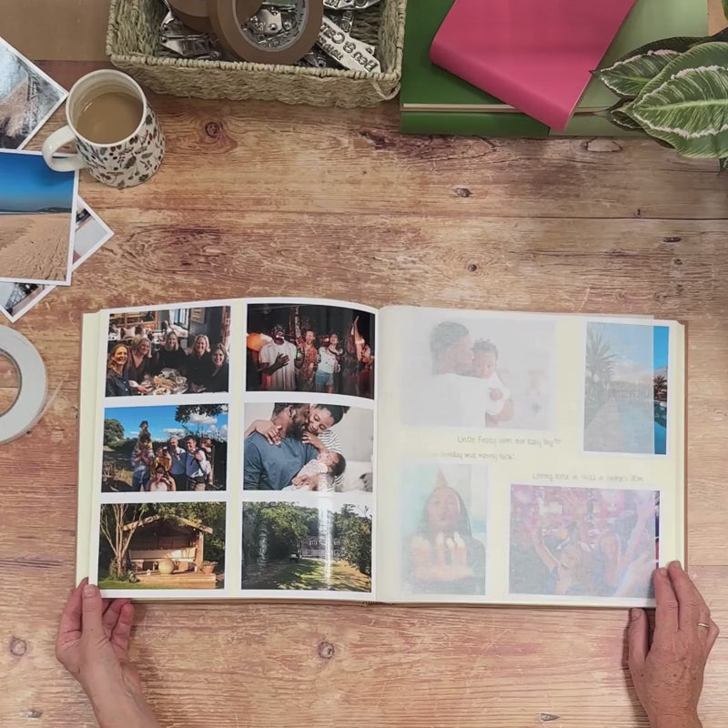 A video showing the interior of a personalised BeGolden photo album.