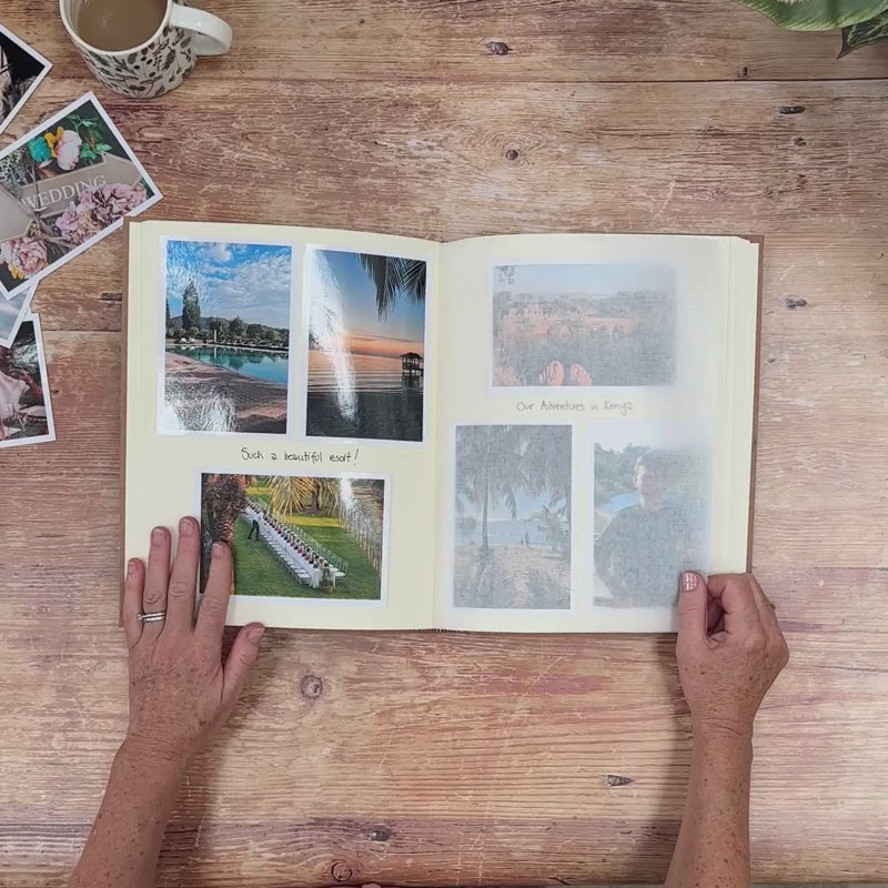A video showing the interior of a personalised BeGolden A4 photo album.