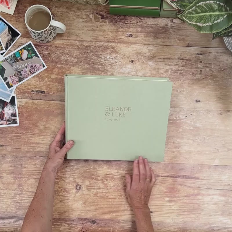 A video showing the exterior & interior of a personalised BeGolden wedding guest book.