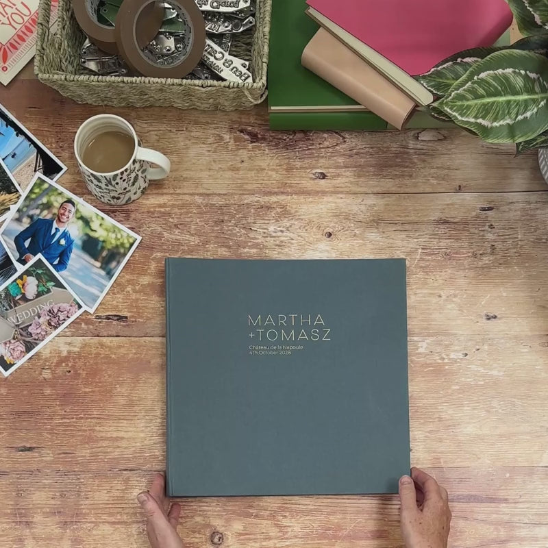 A video showing the exterior & interior of a personalised BeGolden wedding photo album.