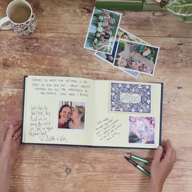 A video showing the exterior & interior of a personalised BeGolden wedding guest book.
