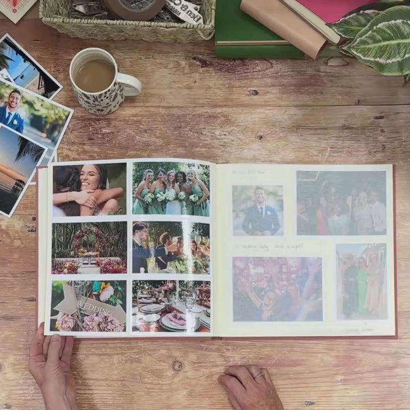 A video showing the interior of a large personalised BeGolden wedding photo album.