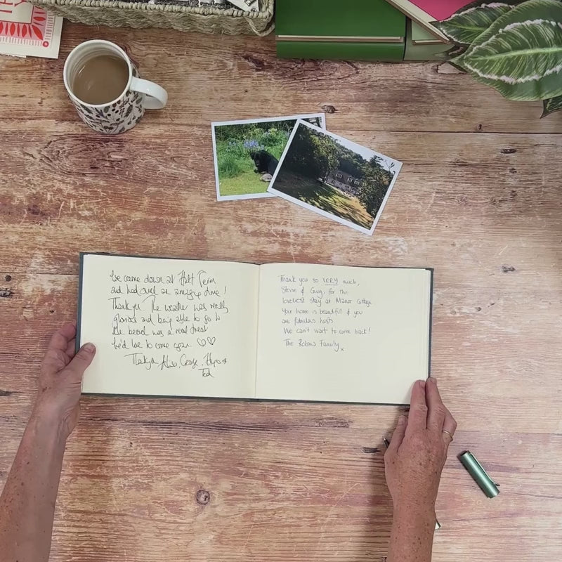 A video showing the interior of a personalised BeGolden linen guest book.