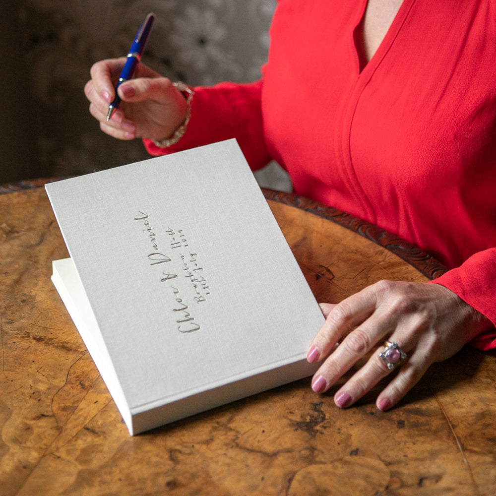 Ivory white wedding guest book