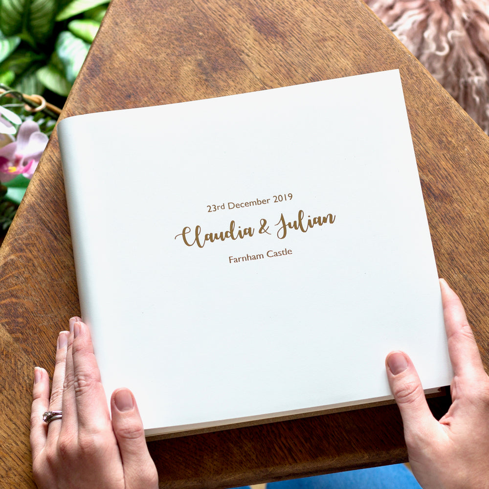 white wedding anniversary album