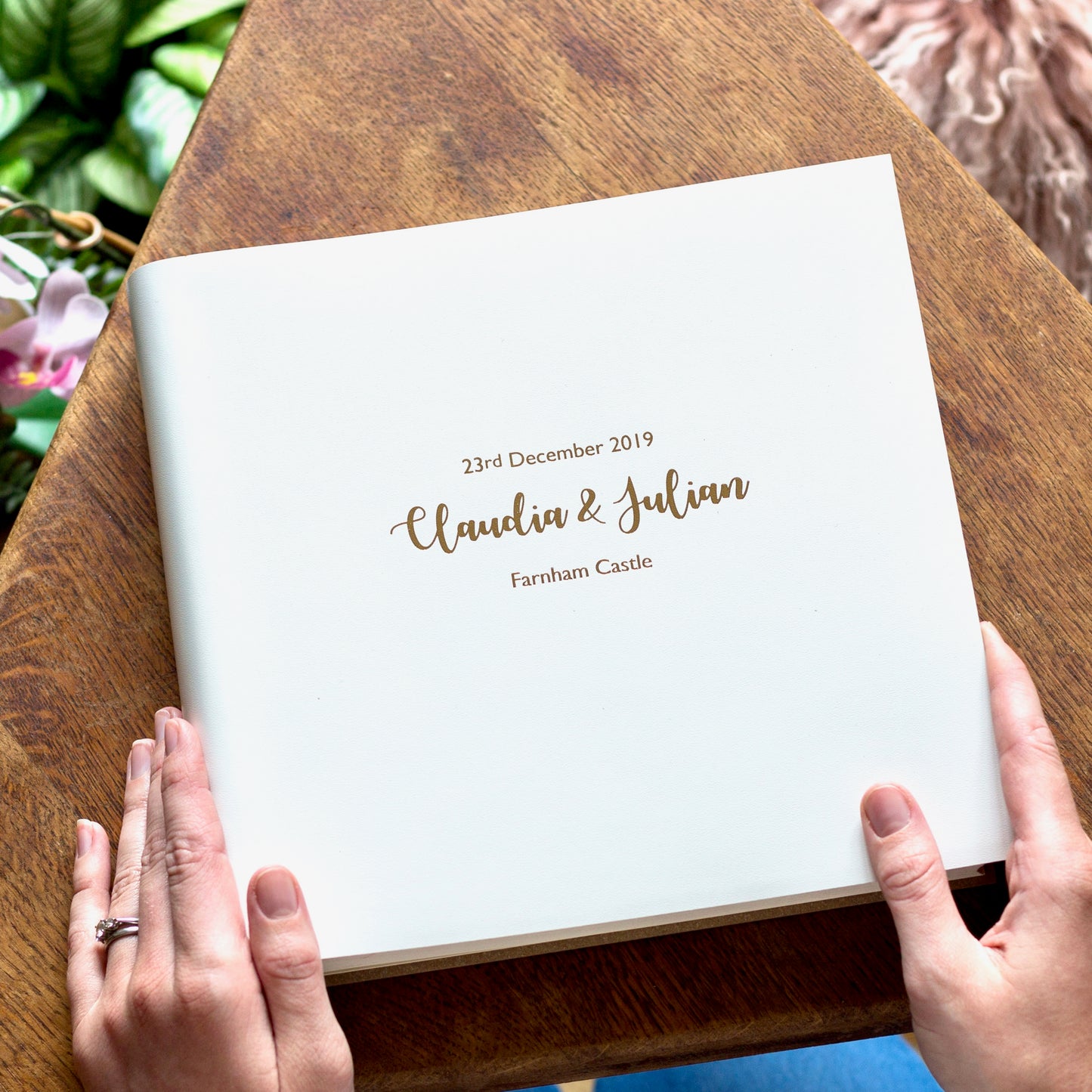 white wedding anniversary album