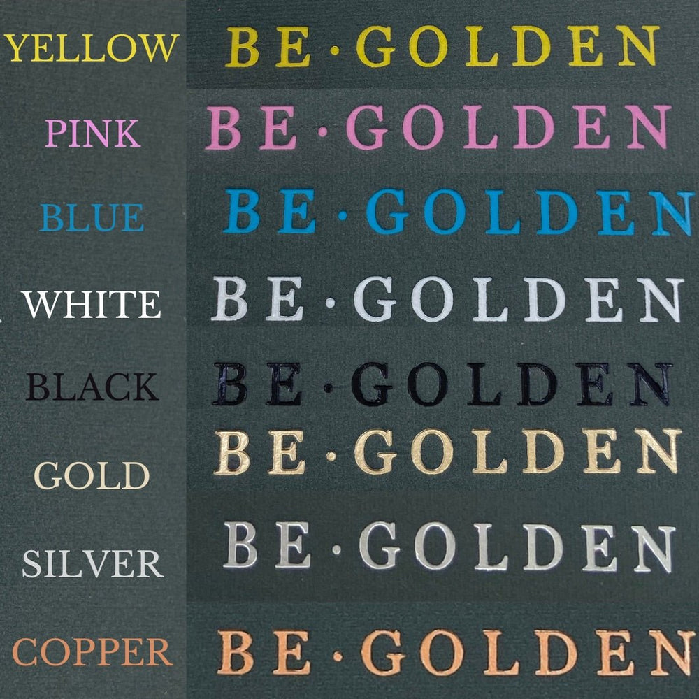 
                      
                        A chart shows all eight foil colours for you to choose from for the printing of your family photo album.
                      
                    