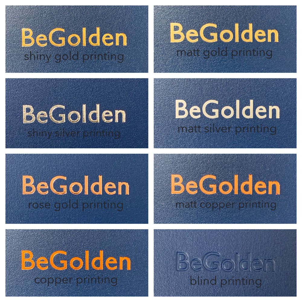 
                      
                        You can see the four colours available  for the foil printing on the front.
                      
                    