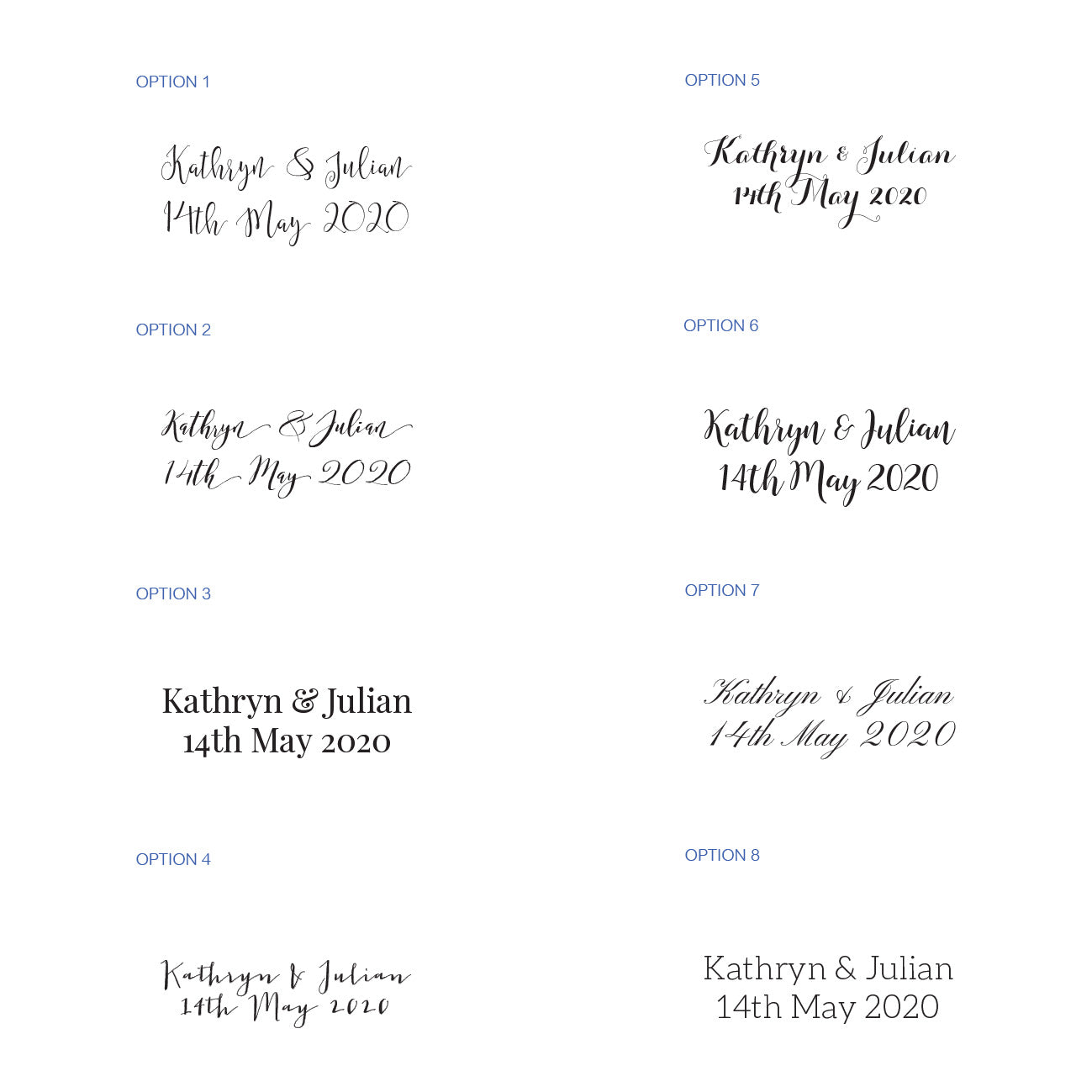 all the fonts that you can choose from to make and design your own wedding guest book